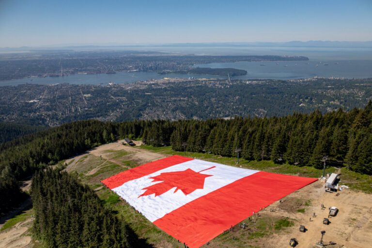 ‘biggest-canadian-flag’-unfurled-in-vancouver-for-world-cup,-but-may-breach-etiquette