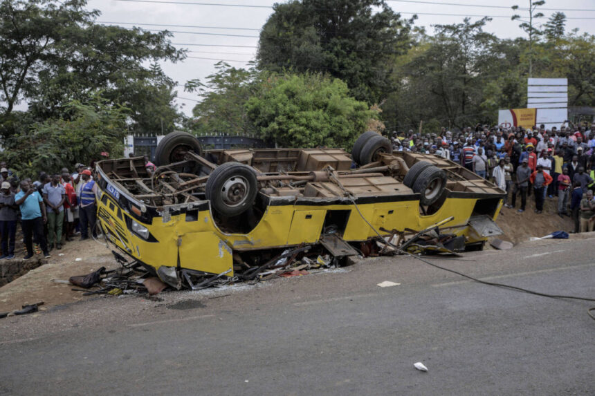 a-bus-carrying-mourners-from-a-funeral-overturns-in-kenya,-killing-21-people