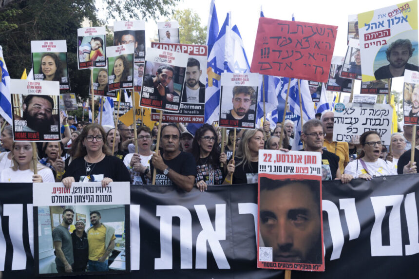 families-of-hostages-protest-outside-israeli-defense-hq